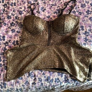 Gold sequence tank with bra